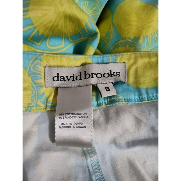 David Brooks High-Waisted Blue Yellow Lemon Print Pants 8 - Picture 9 of 12